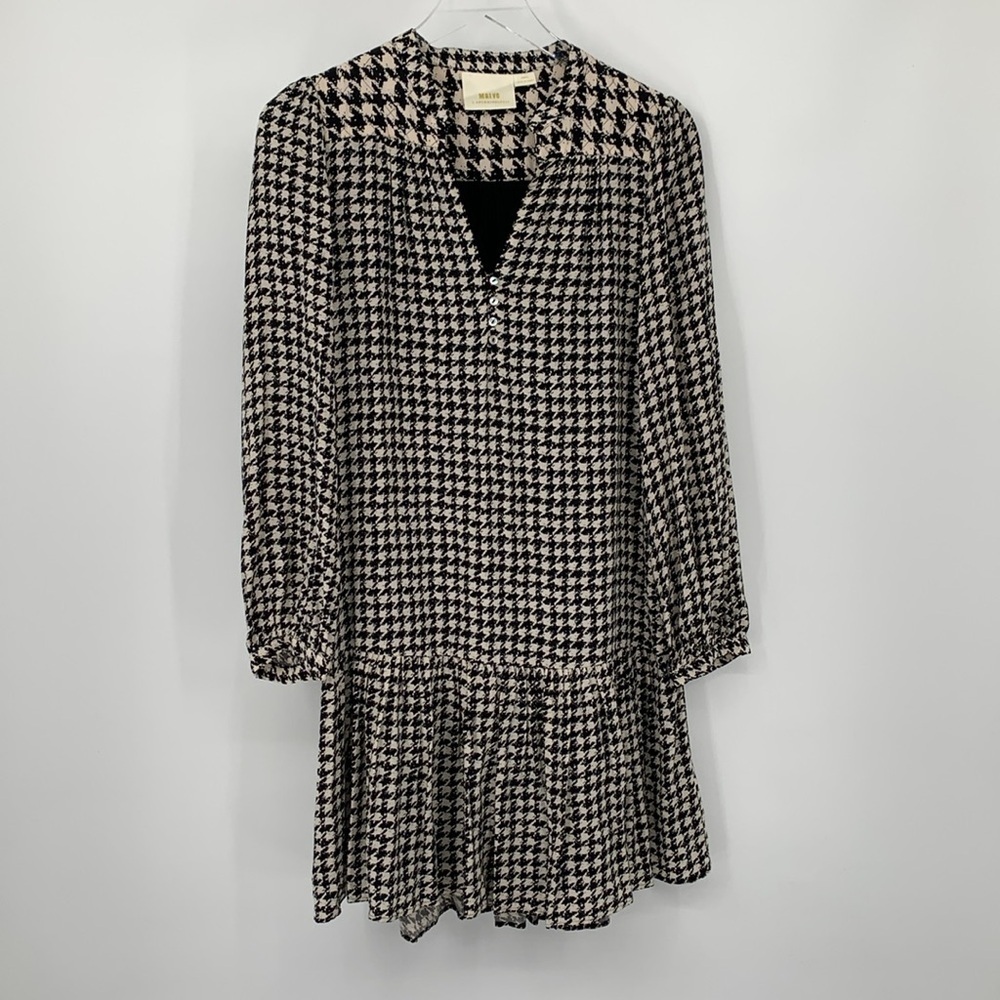 Maeve Anthropologie Sterling black white houndstooth dress tunic shift X-Small